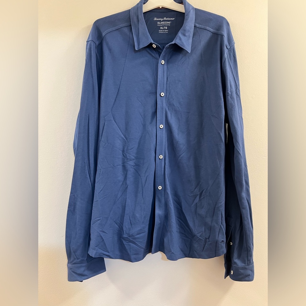 Tommy Bahama Coast Sands IslandZone Long-Sleeve Button Up Shirt Blue E.